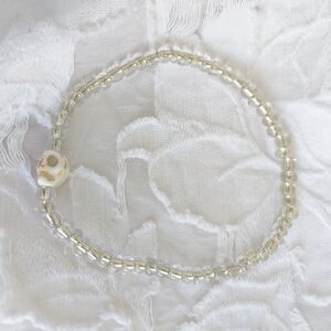 Silver Glass Bead Skull Bracelet
